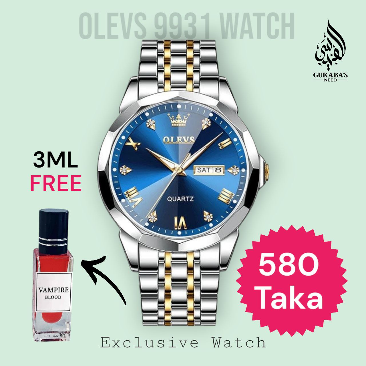 OLEVS DIOMOND CAD 9931 WATCH Blue